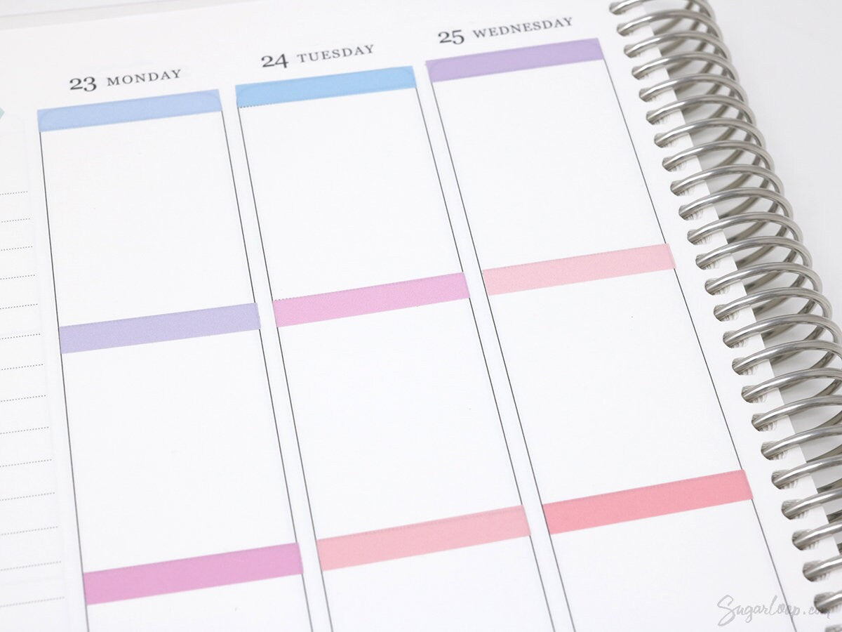Header Title List Label Bujo Planner Stickers: 0.25in (6 mm) Tall Rainbow Pastel, Planner Essentials