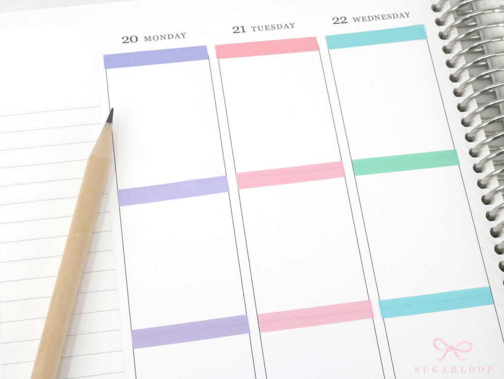 Header Title List Label Bujo Planner Stickers: 0.25in (6 mm) Tall Rainbow Pastel, Planner Essentials