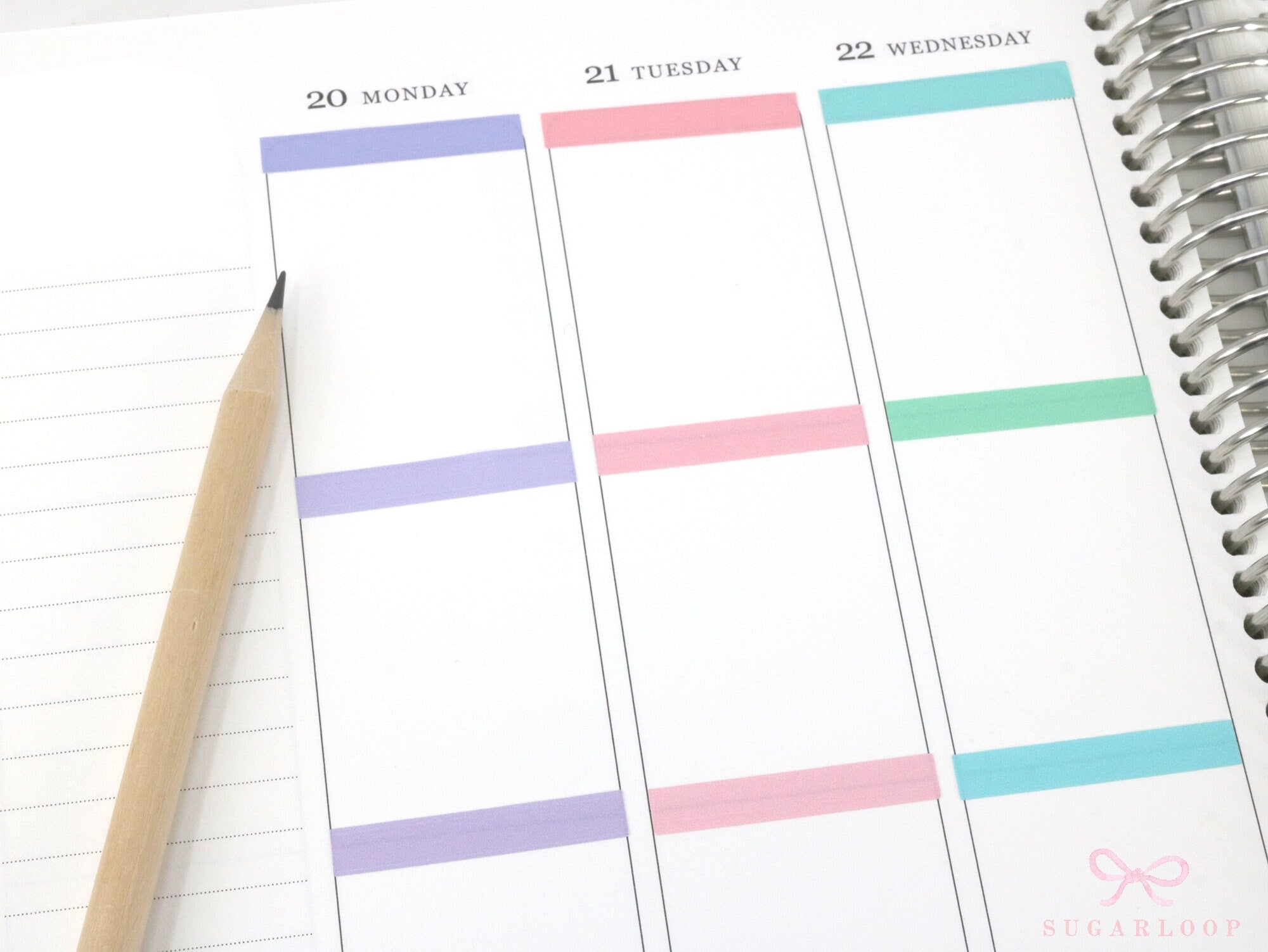 Header Title List Label Bujo Planner Stickers: 0.25in (6 mm) Tall Rainbow Pastel, Planner Essentials