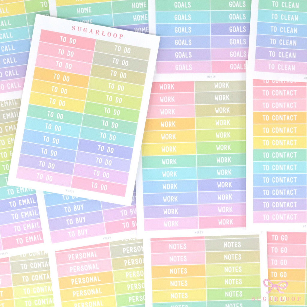 Header Label Planner Sticker: 1.5 in (38  mm) x 0.25 in (6 mm), Planner Essentials