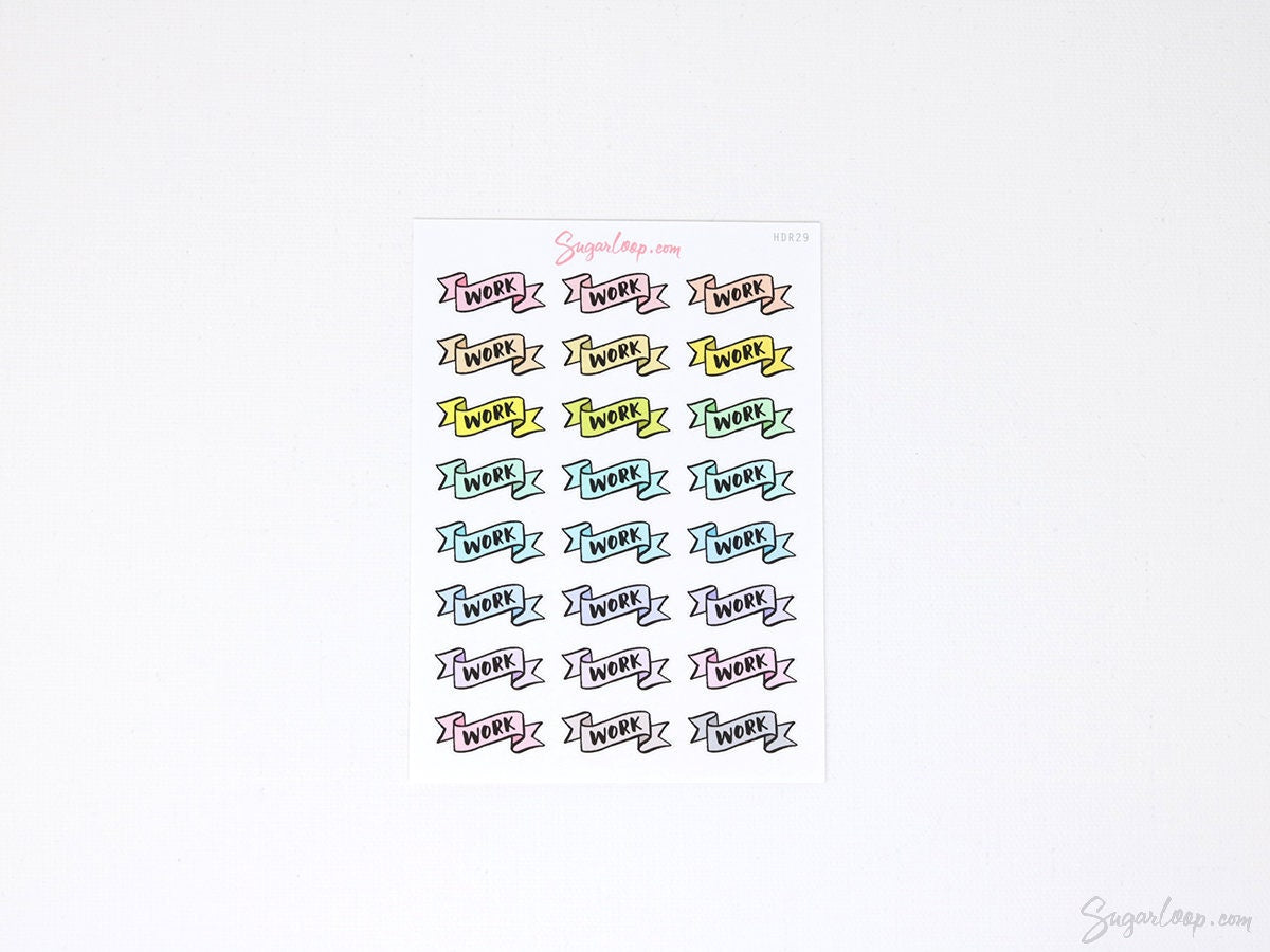 Work + Personal Header Stickers for Planners & Bujo Journals: Pastel