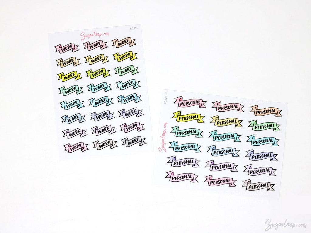 Work + Personal Header Stickers for Planners & Bujo Journals: Pastel