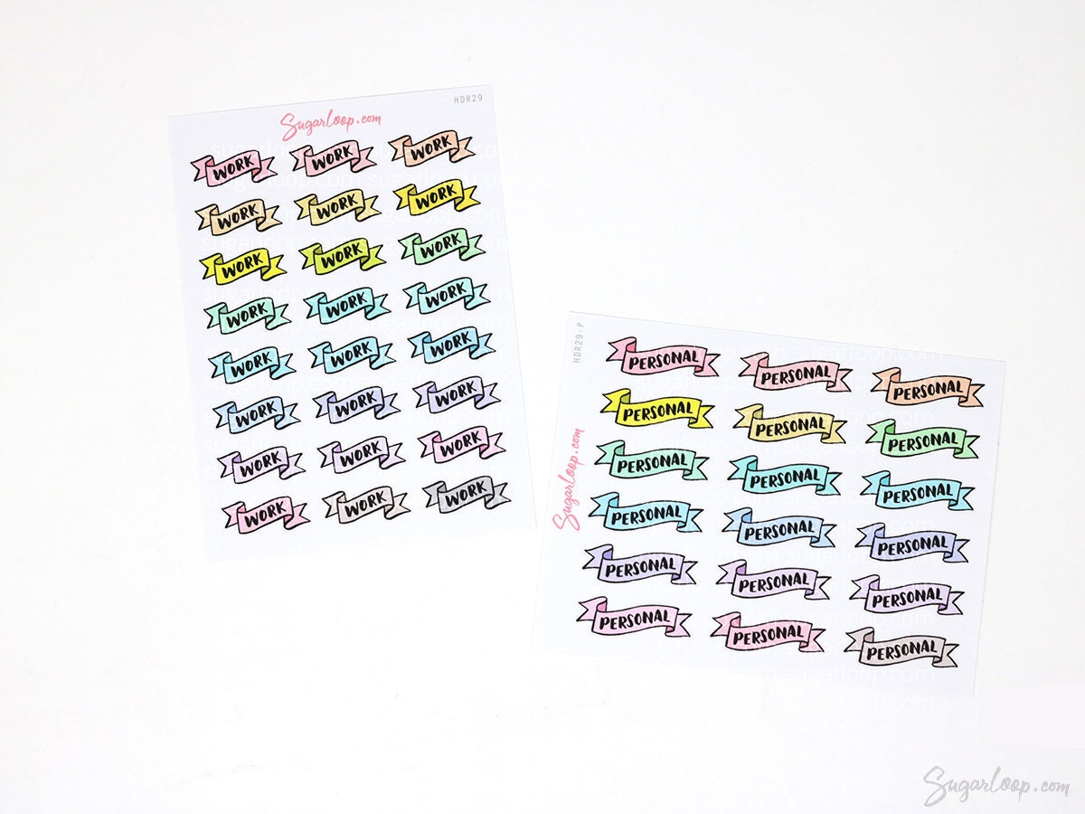 Work + Personal Header Stickers for Planners & Bujo Journals: Pastel