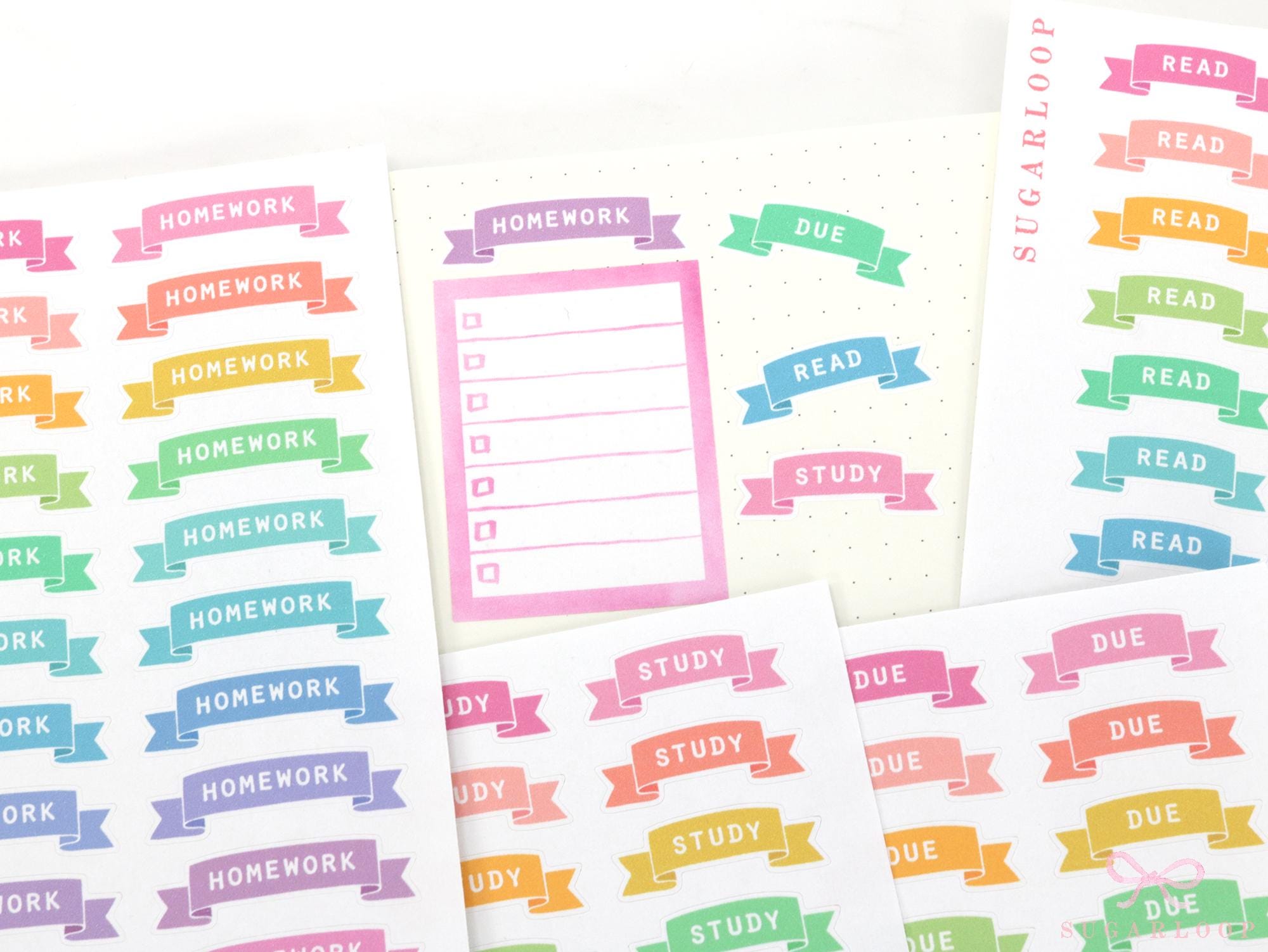 School Uni Teacher Banner Stickers for Planners & Journals: Pastel