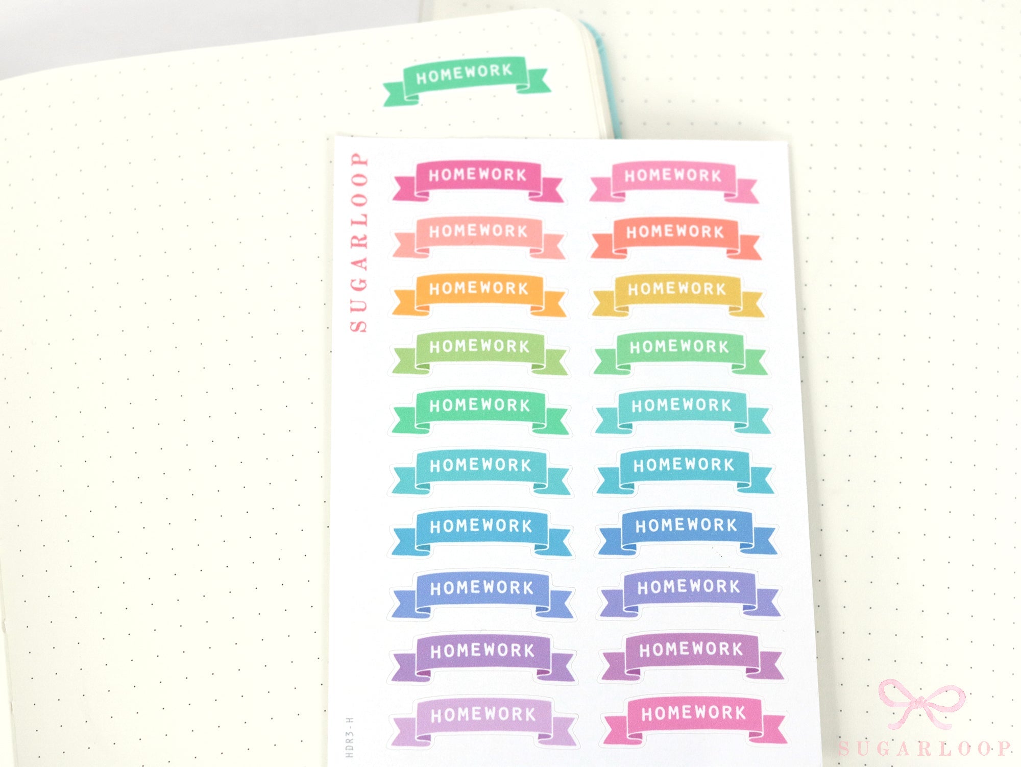 Homework Planner and Journal Header Sticker Labels