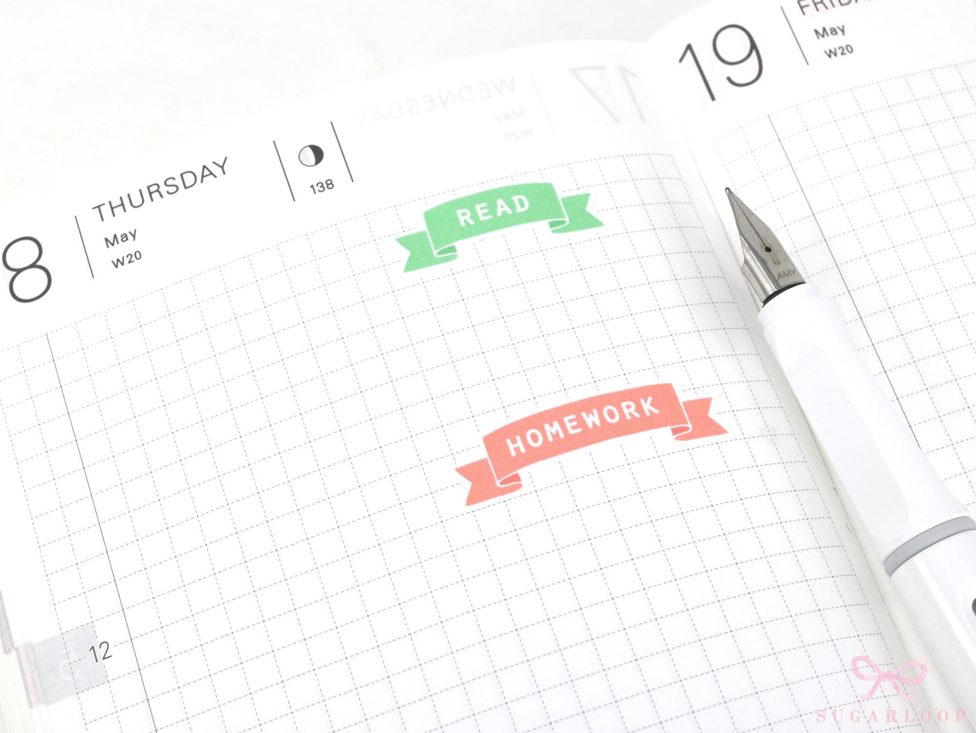 School Uni Teacher Banner Stickers for Planners & Journals: Pastel