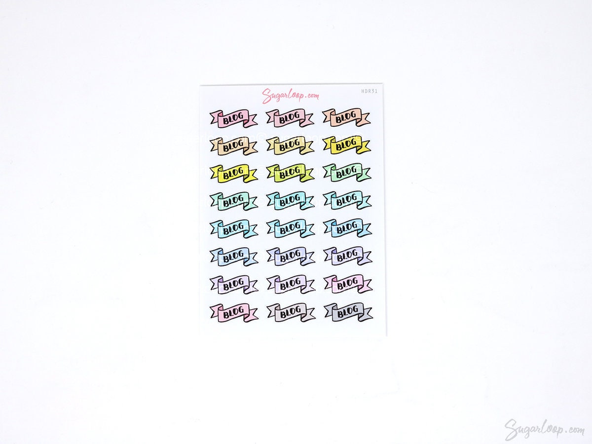 Blog Icon Banner Header Stickers for Planners & Bujo Journals: Pastel, Planner Essentials