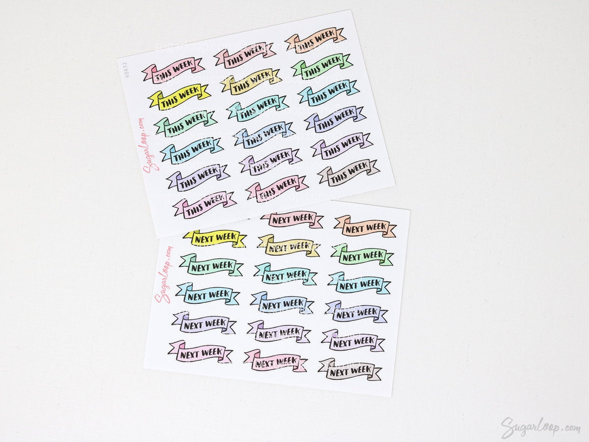 This & Next Week Header Banner Icon Stickers for Planners and Journals:Pastel, Planner Essentials