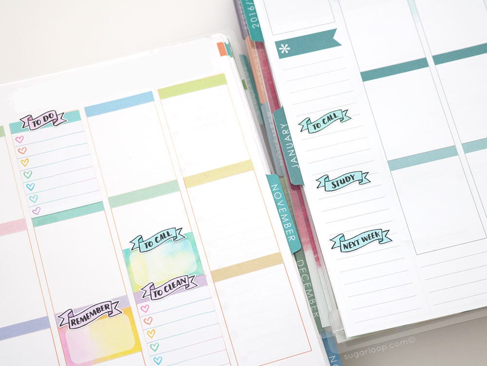 This & Next Week Header Banner Icon Stickers for Planners and Journals:Pastel, Planner Essentials