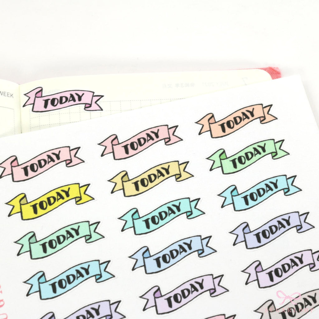 Today Banner Stickers for Planners & Bujo Journals: Pastel