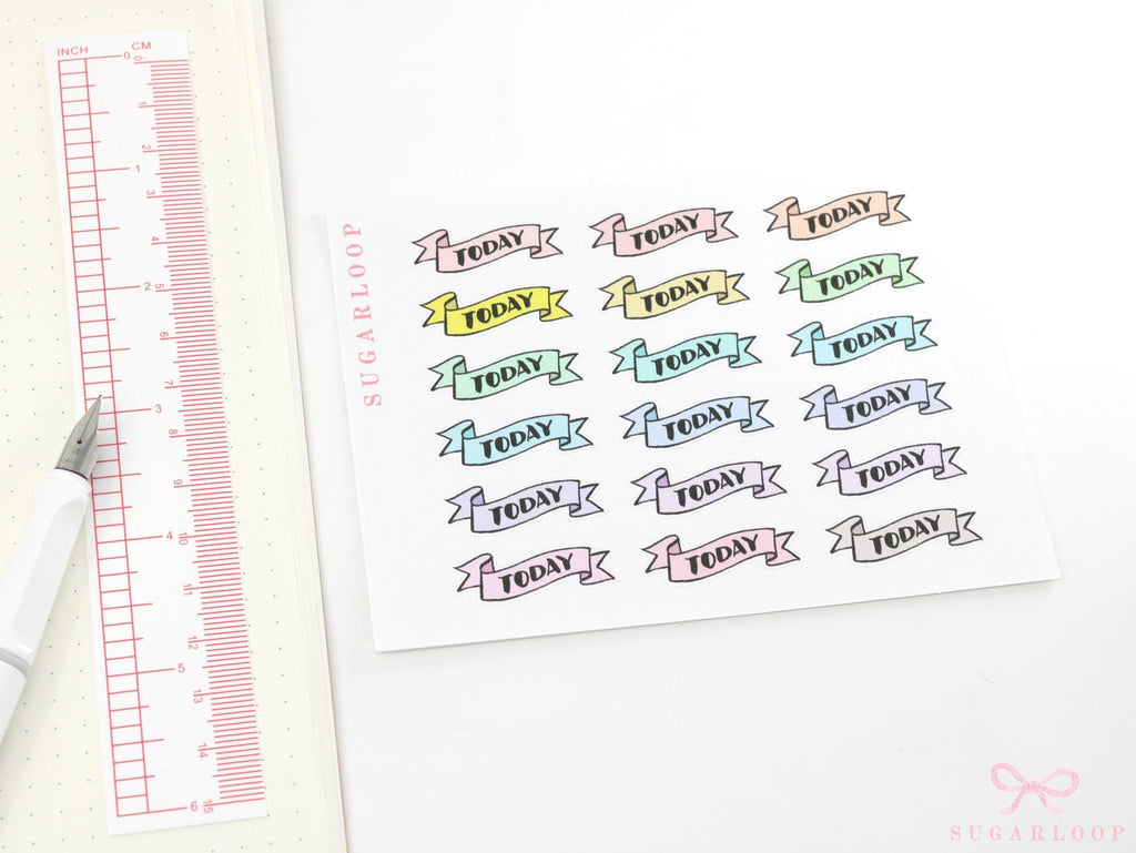 Today Banner Stickers for Planners & Bujo Journals: Pastel