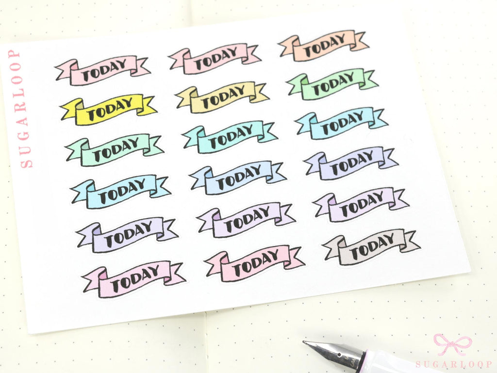 Today Banner Stickers for Planners & Bujo Journals: Pastel