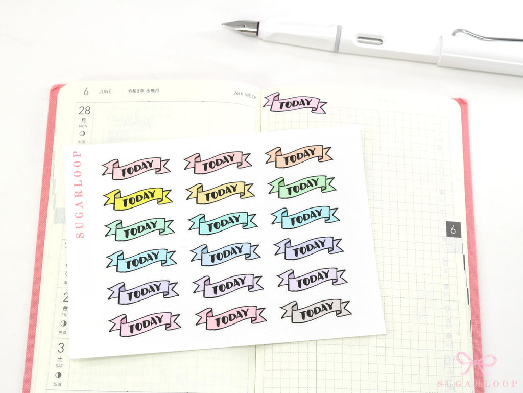 Today Banner Stickers for Planners & Bujo Journals: Pastel