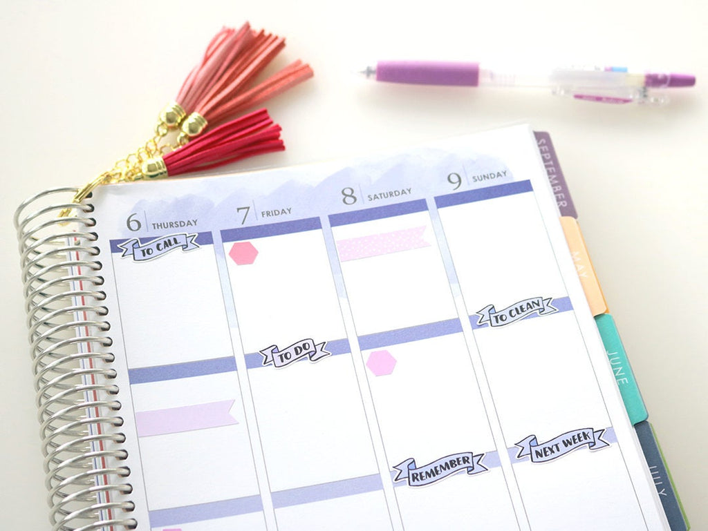 Study Header Stickers for Planners & Bujo Journals: Pastel, Planner Essentials