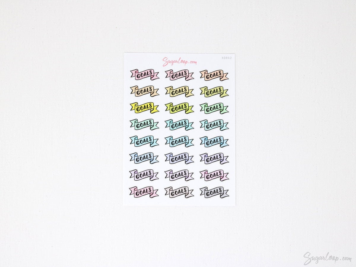 Goals Header Stickers for Planners & Bujo Journals: Pastel