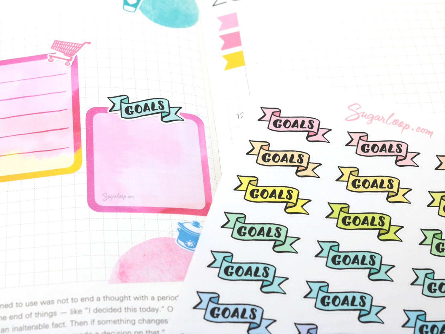 Goals Header Stickers for Planners & Bujo Journals: Pastel