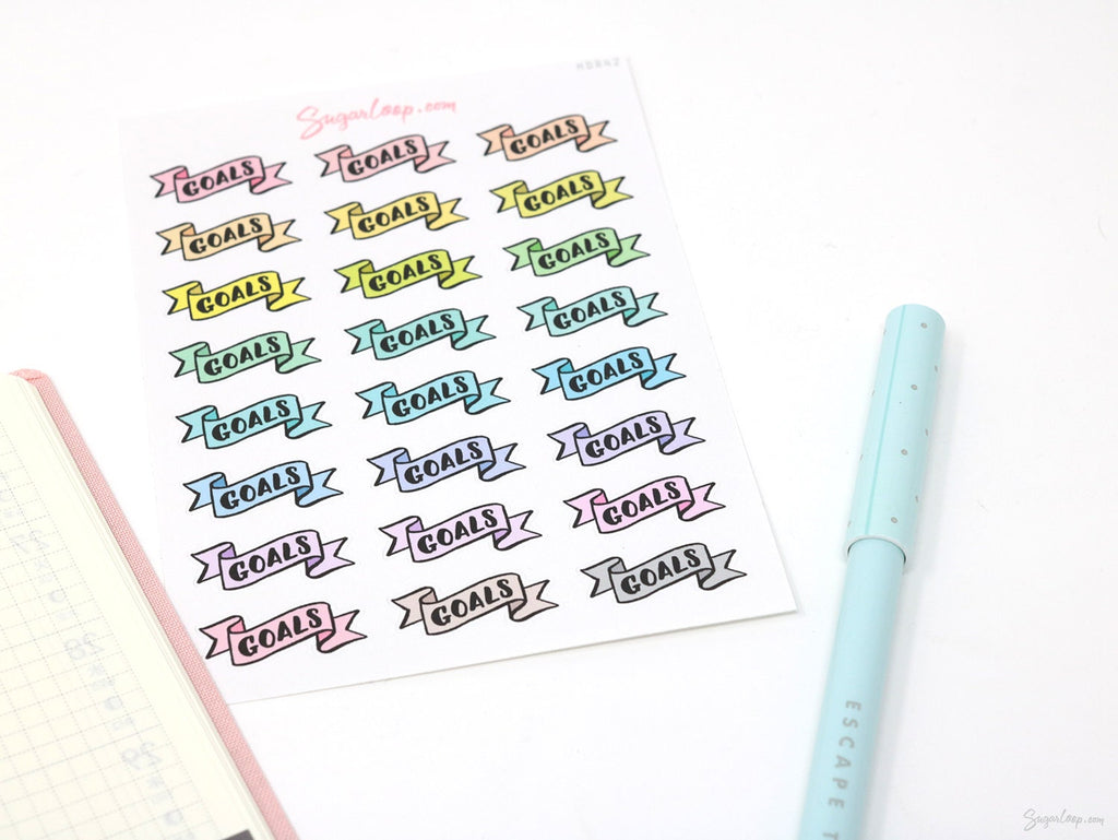 Goals Header Stickers for Planners & Bujo Journals: Pastel