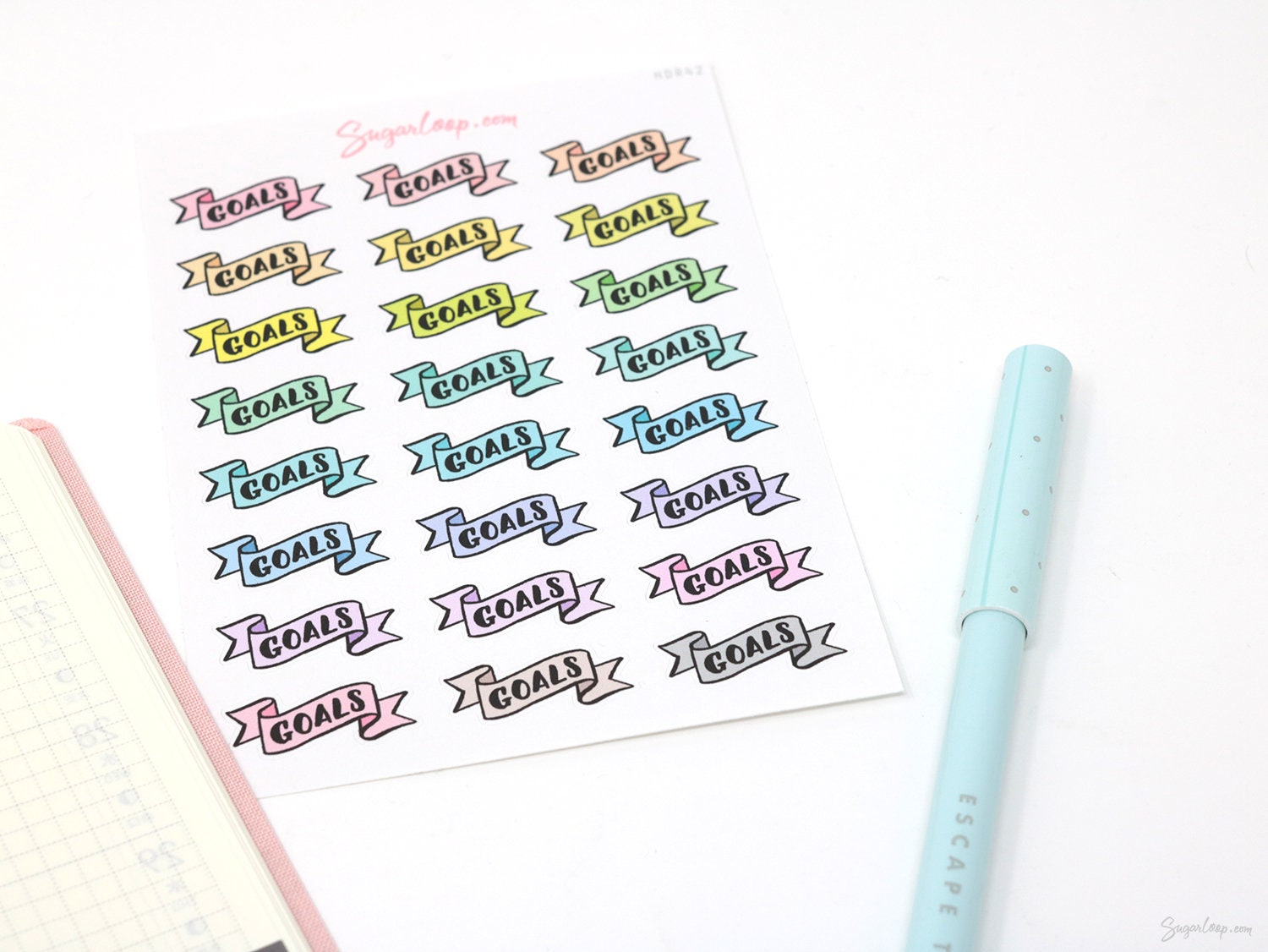Goals Header Stickers for Planners & Bujo Journals: Pastel