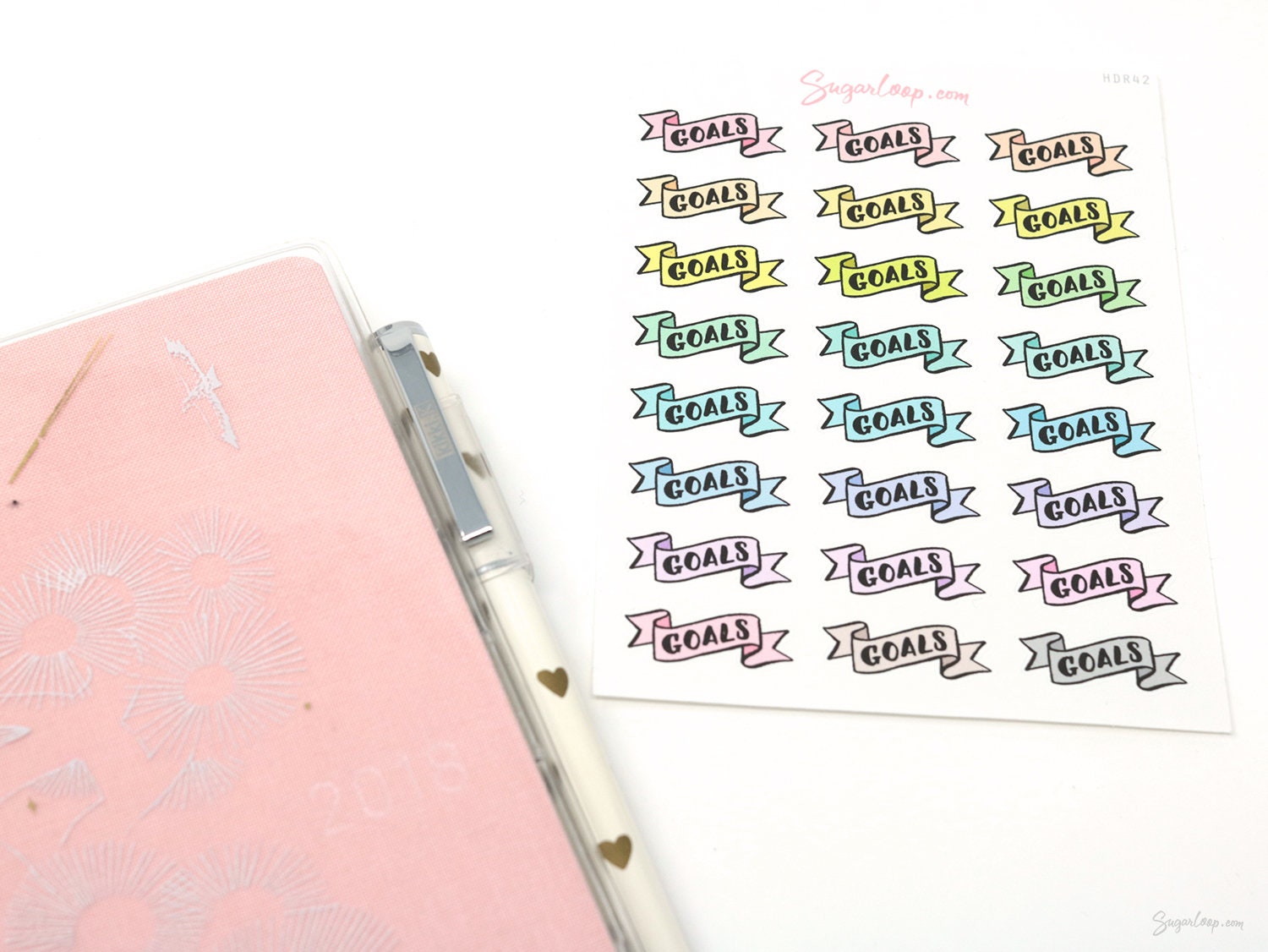 Goals Header Stickers for Planners & Bujo Journals: Pastel