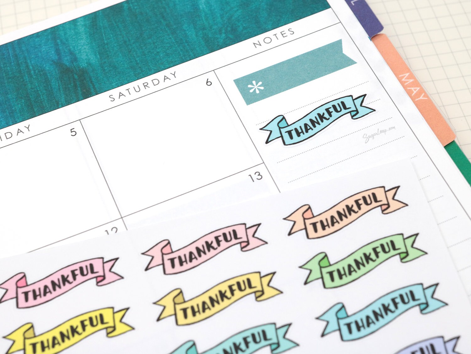 Thankful Header Stickers for Planners & Bujo Journals: Pastel