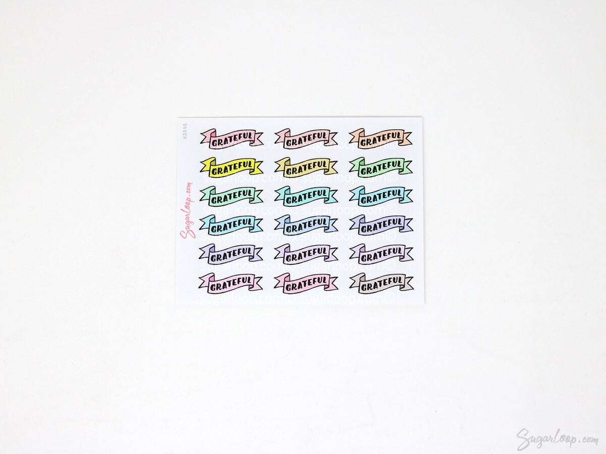 Grateful Header Stickers for Planners & Bujo Journals: Pastel