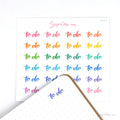 To Do Brush Lettering Script Header Bujo Planner Stickers: Rainbow