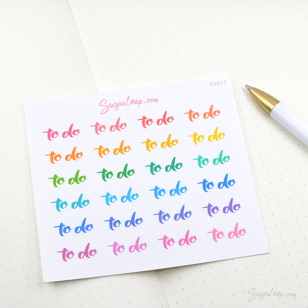 To Do Brush Lettering Script Header Bujo Planner Stickers: Rainbow