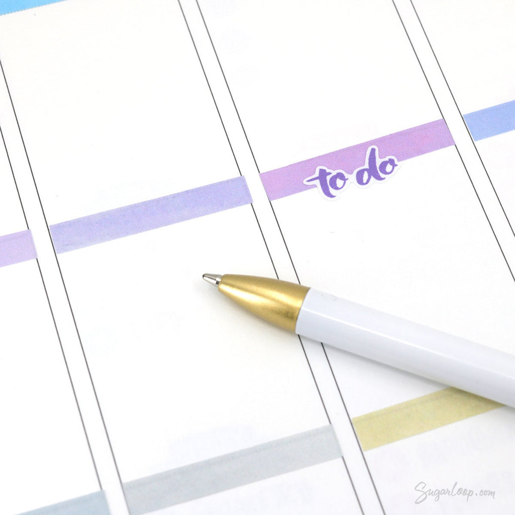 To Do Brush Lettering Script Header Bujo Planner Stickers: Rainbow