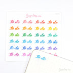 To Do Hand Lettered Header Script Bujo Planner Stickers: Looped Style in Rainbow