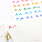 To Do Hand Lettered Header Script Bujo Planner Stickers: Looped Style in Rainbow