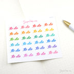 To Do Hand Lettered Header Script Bujo Planner Stickers: Looped Style in Rainbow