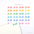 To Do Script Hand Lettering Header Bujo Planner Stickers: Rainbow