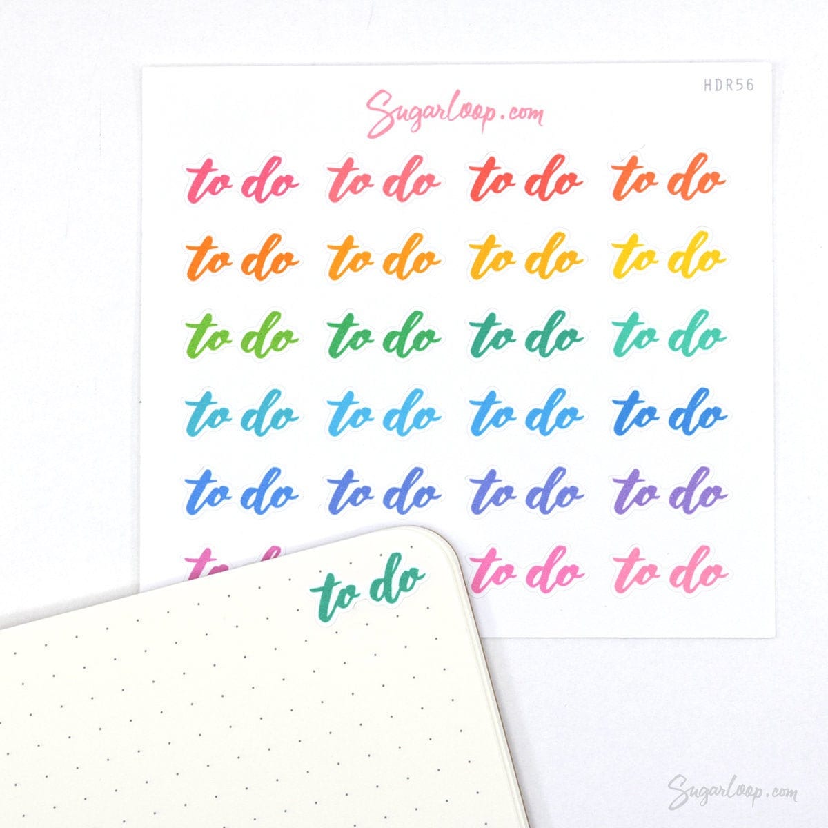 To Do Script Hand Lettering Header Bujo Planner Stickers: Rainbow