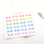 To Do Script Hand Lettering Header Bujo Planner Stickers: Rainbow