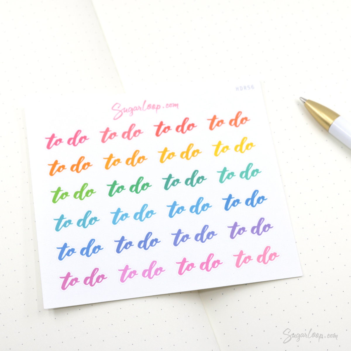 To Do Script Hand Lettering Header Bujo Planner Stickers: Rainbow