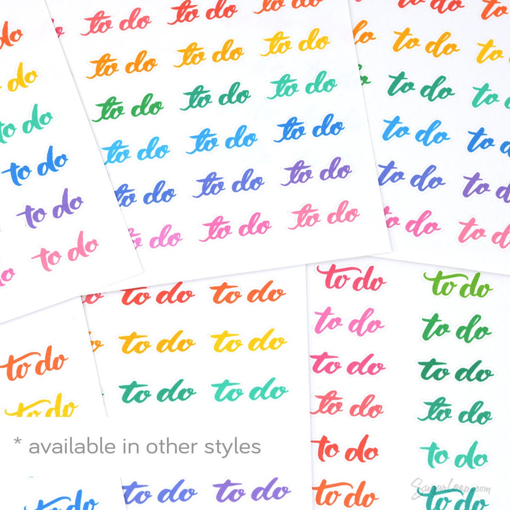 To Do Script Hand Lettering Header Bujo Planner Stickers: Rainbow