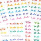 To Do Script Hand Lettering Header Bujo Planner Stickers: Rainbow