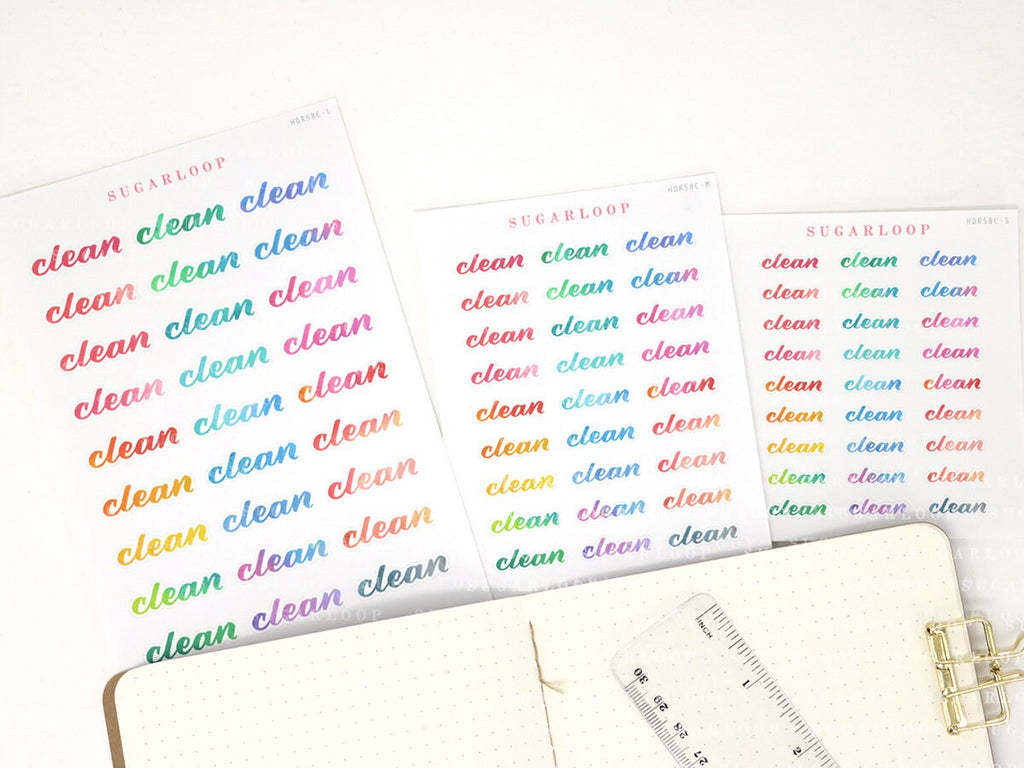 Clean Goals Notes Shopping To Do Today Bujo Header Planner Stickers: Rainbow Watercolor