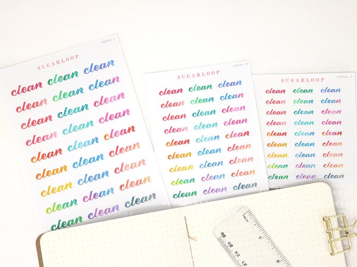 Clean Goals Notes Shopping To Do Today Bujo Header Planner Stickers: Rainbow Watercolor