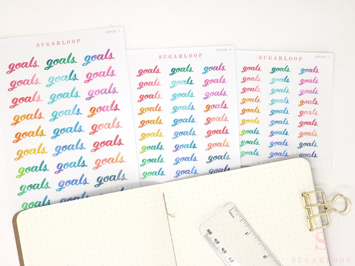 Clean Goals Notes Shopping To Do Today Bujo Header Planner Stickers: Rainbow Watercolor
