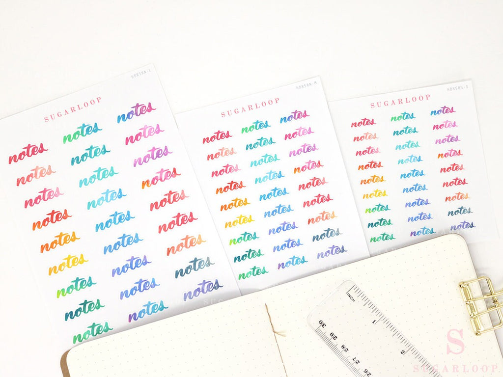 Clean Goals Notes Shopping To Do Today Bujo Header Planner Stickers: Rainbow Watercolor