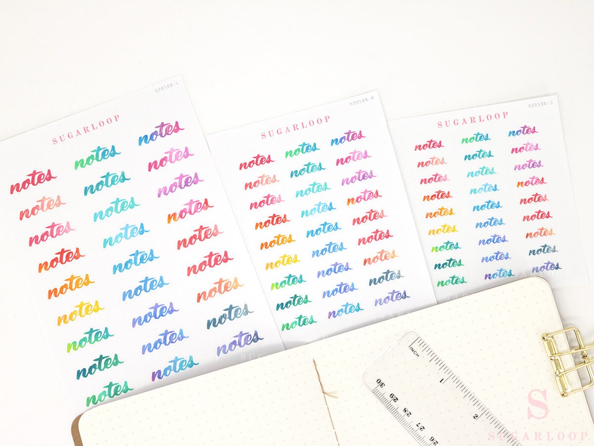 Clean Goals Notes Shopping To Do Today Bujo Header Planner Stickers: Rainbow Watercolor