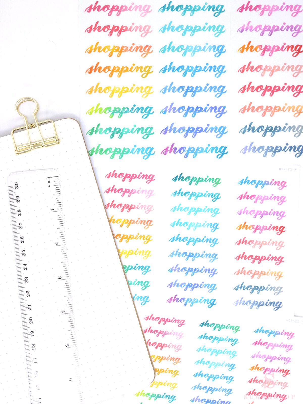 Clean Goals Notes Shopping To Do Today Bujo Header Planner Stickers: Rainbow Watercolor