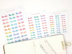 Clean Goals Notes Shopping To Do Today Bujo Header Planner Stickers: Rainbow Watercolor