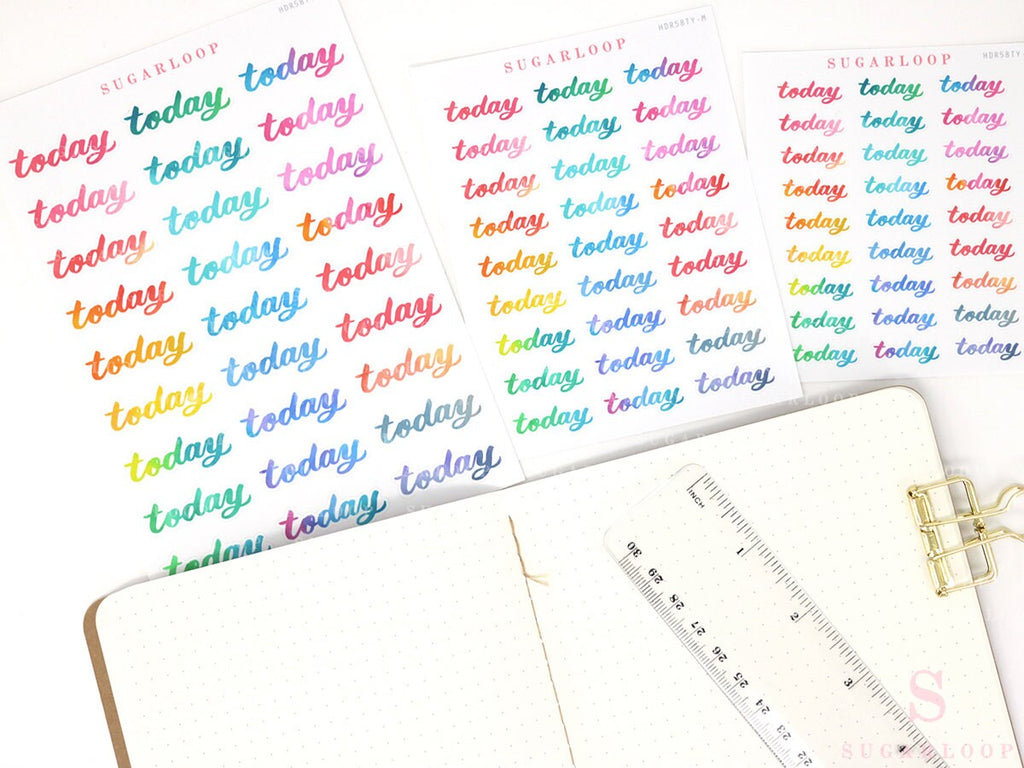 Clean Goals Notes Shopping To Do Today Bujo Header Planner Stickers: Rainbow Watercolor