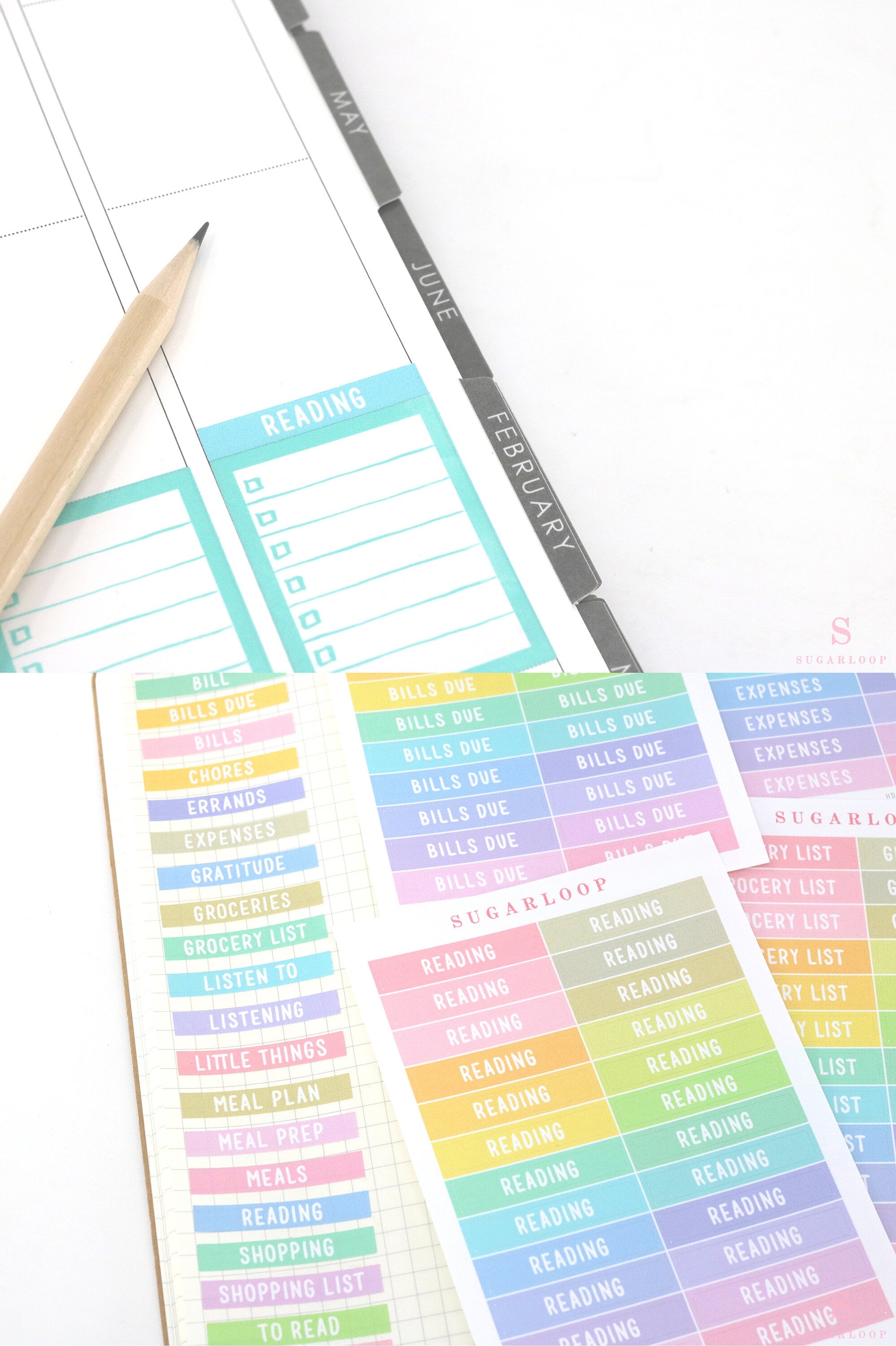 Header Bujo Planner Stickers: 1.5 in (38  mm) x 0.25 in (6 mm)