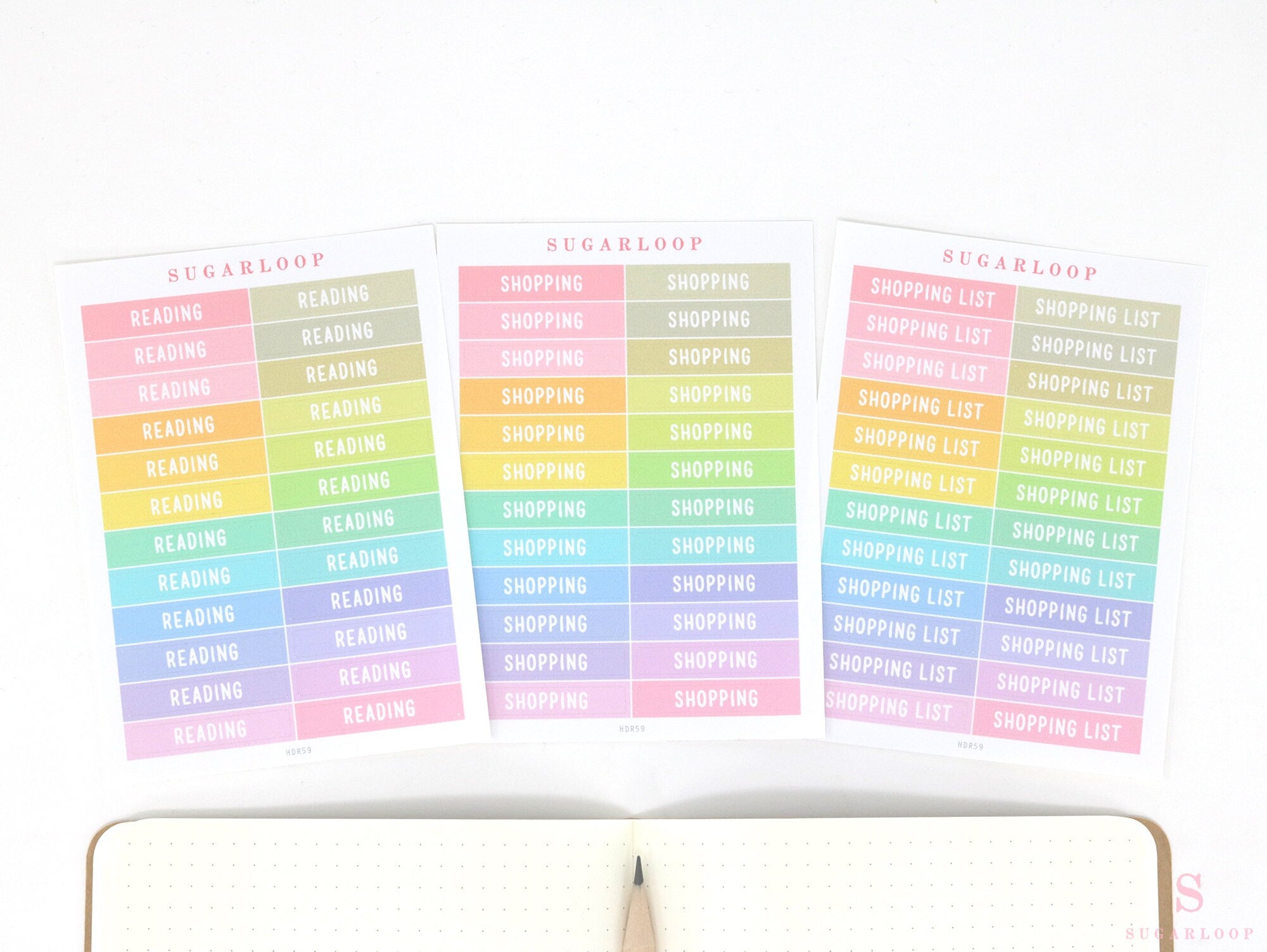 Header Bujo Planner Stickers: 1.5 in (38  mm) x 0.25 in (6 mm)