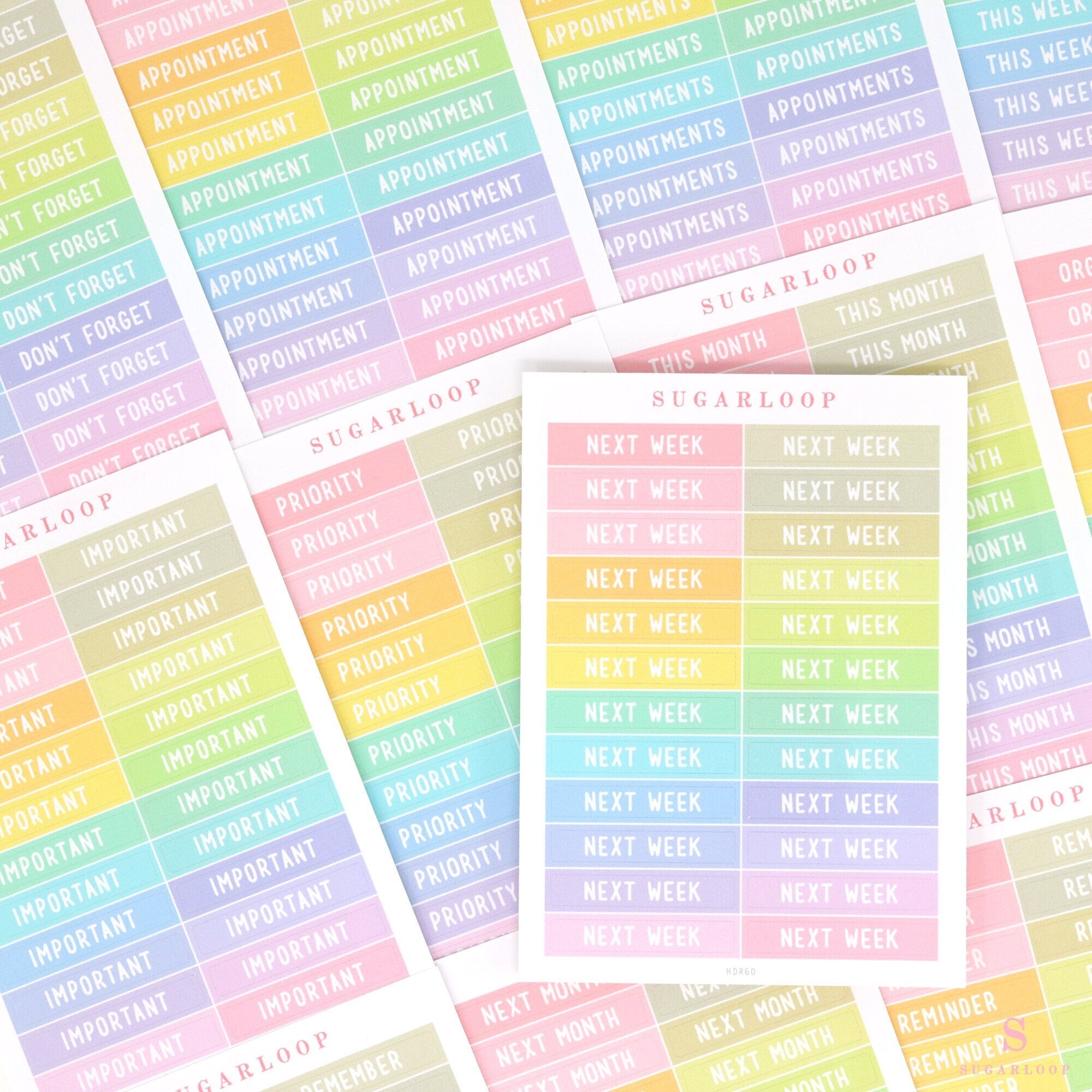 Header Title Bujo Planner Stickers: 1.5 in (38  mm) x 0.25 in (6 mm)