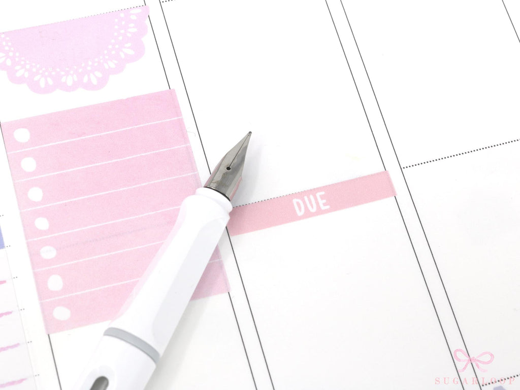 Due Header Title Sticker Labels for Planners and Bujo Journals: 1.5 in (38  mm) x 0.25 in (6 mm)