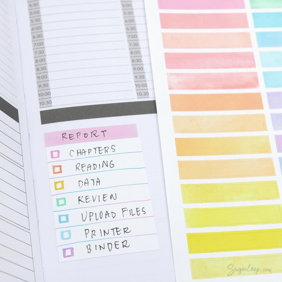 Header Title List Label Bujo Planner Stickers: 0.25in (6 mm) Tall Watercolor Pastel